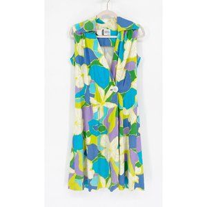 Vintage Liberty House Hawaii Retro Mod MCM Floral House Wrap Dress Size 12